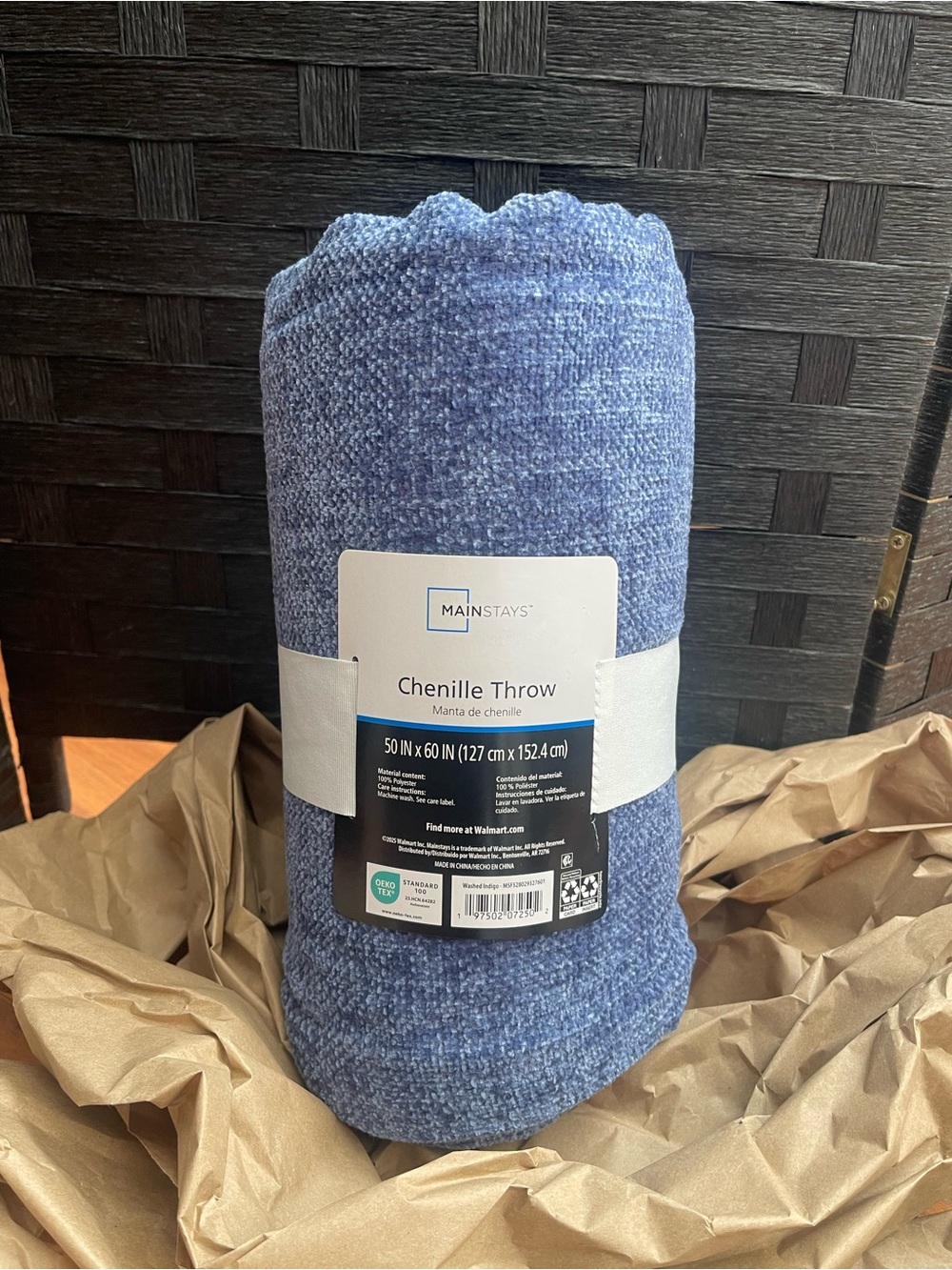 Mainstays Blue Chenille Throw Blanket